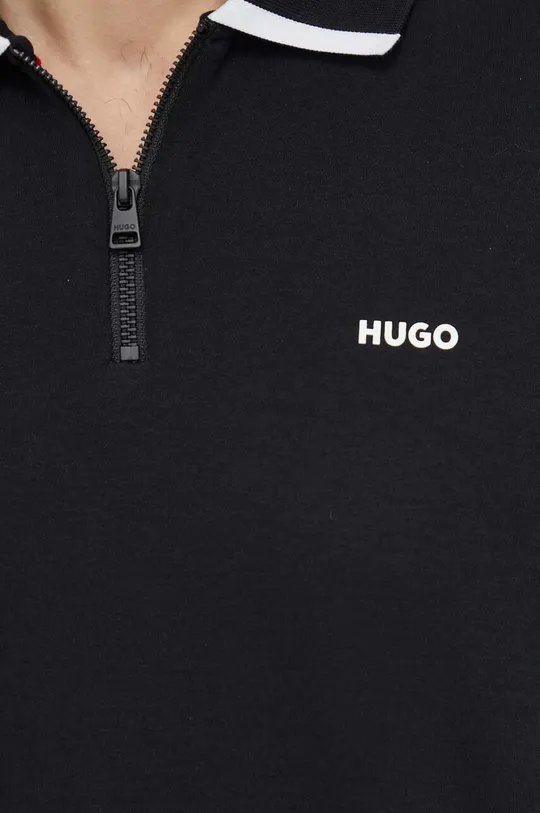 μαύρο Βαμβακερό μπλουζάκι πόλο HUGO