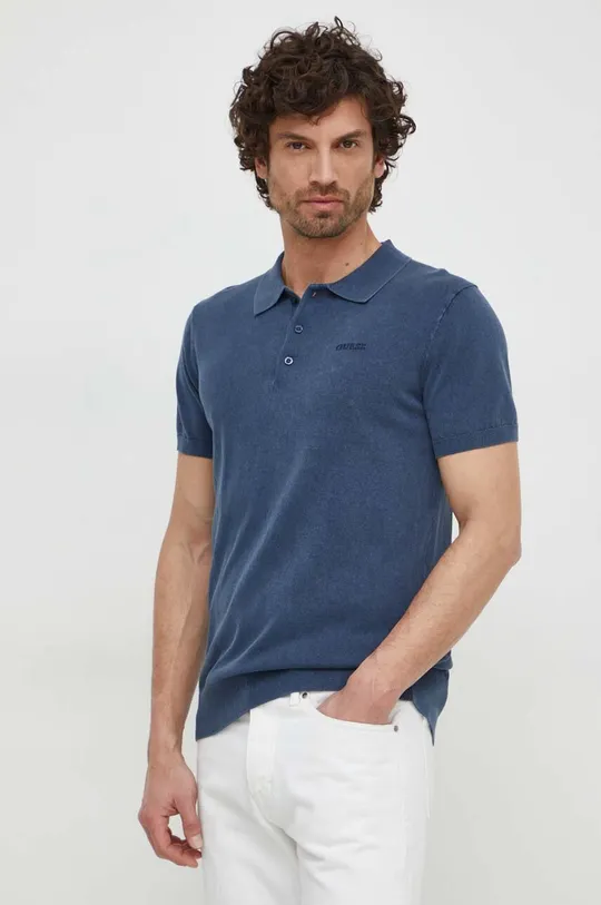mornarsko plava Polo majica s primjesom svile Guess Muški