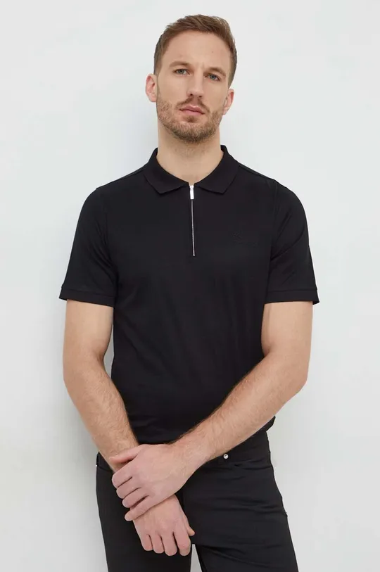 čierna Bavlnené polo tričko Karl Lagerfeld Pánsky
