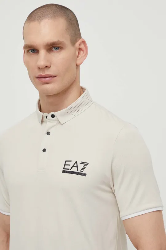 Polo tričko EA7 Emporio Armani béžová