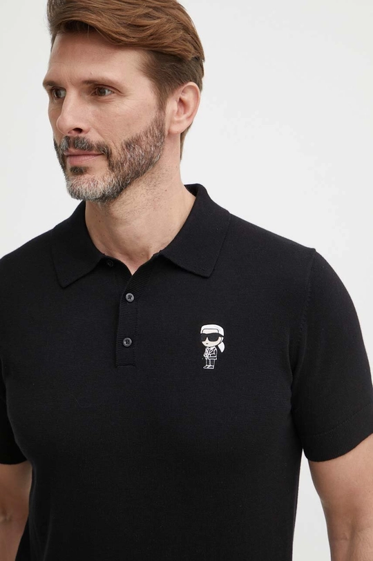 czarny Karl Lagerfeld polo bawełniane