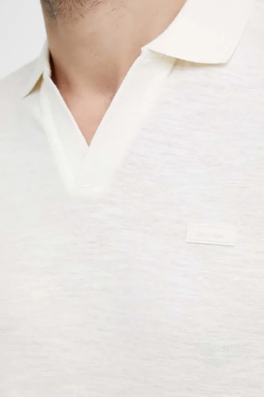 béžová Polo tričko s prímesou ľanu Calvin Klein