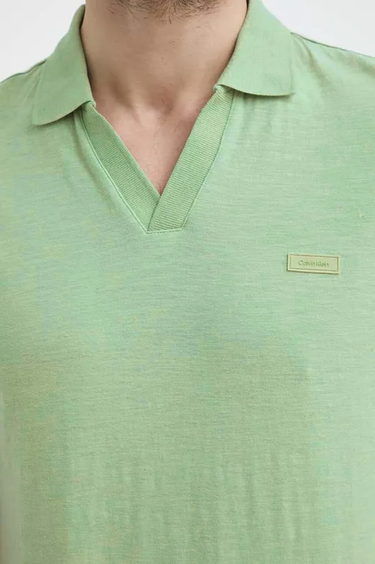 zielony Calvin Klein polo z domieszką lnu