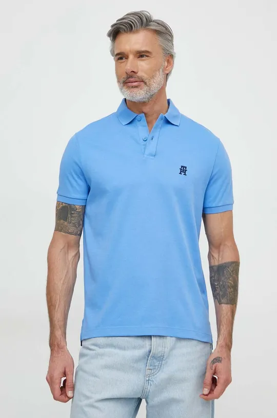 μπλε Βαμβακερό μπλουζάκι πόλο Tommy Hilfiger Ανδρικά