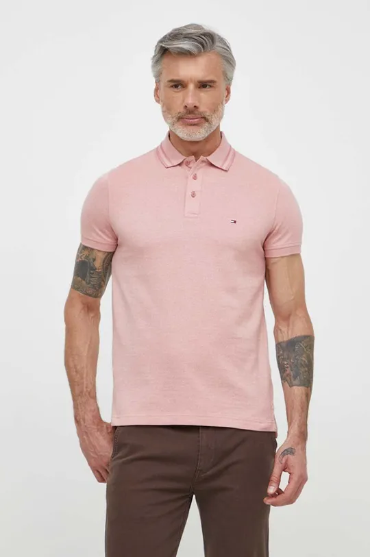ροζ Βαμβακερό μπλουζάκι πόλο Tommy Hilfiger Ανδρικά