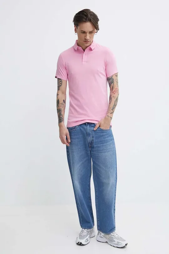 Superdry polo in cotone rosa