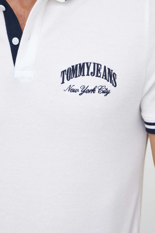 biały Tommy Jeans polo bawełniane