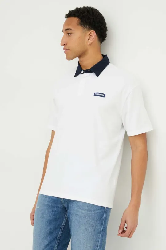 λευκό Βαμβακερό μπλουζάκι πόλο Hollister Co.