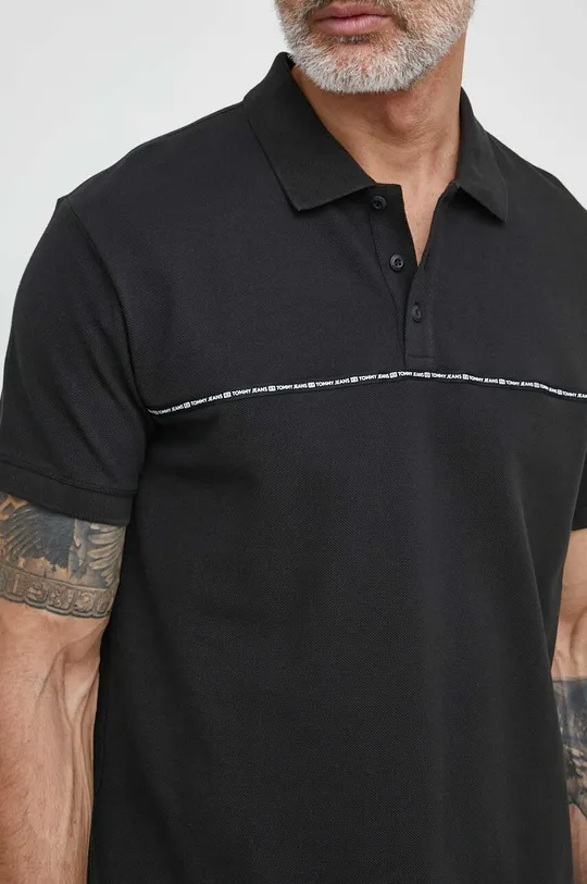 crna Pamučna polo majica Tommy Jeans