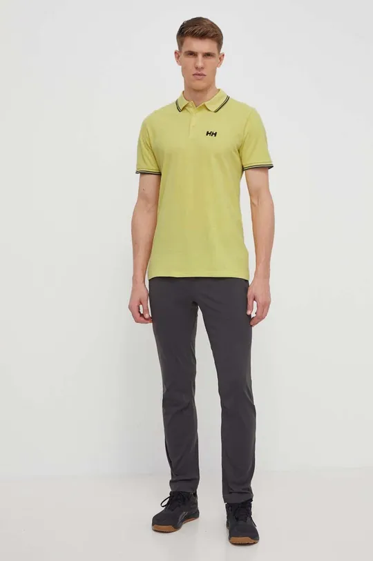 Βαμβακερό μπλουζάκι πόλο Helly Hansen κίτρινο