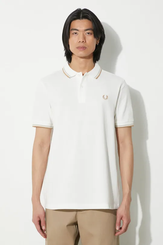 bianco Fred Perry polo in cotone Twin Tipped Uomo