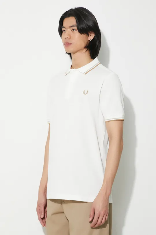 bianco Fred Perry polo in cotone Twin Tipped