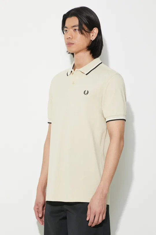 beige Fred Perry polo in cotone Twin Tipped Shirt