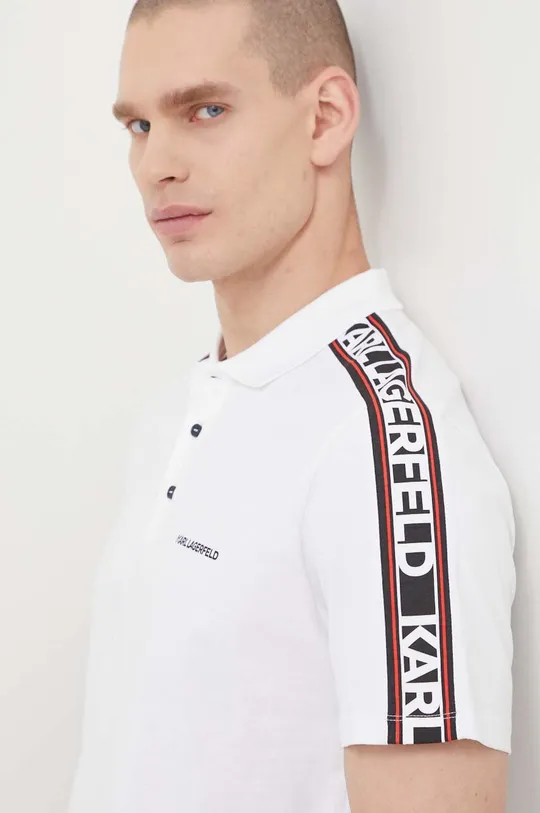 λευκό Βαμβακερό μπλουζάκι πόλο Karl Lagerfeld Ανδρικά