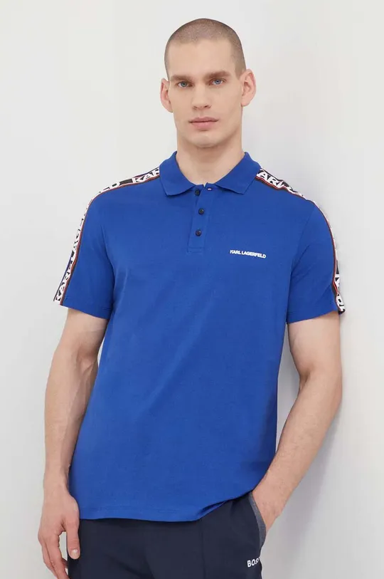 modrá Bavlnené polo tričko Karl Lagerfeld Pánsky
