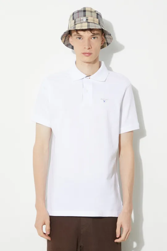 λευκό Βαμβακερό μπλουζάκι πόλο Barbour Tartan Pique Polo Ανδρικά