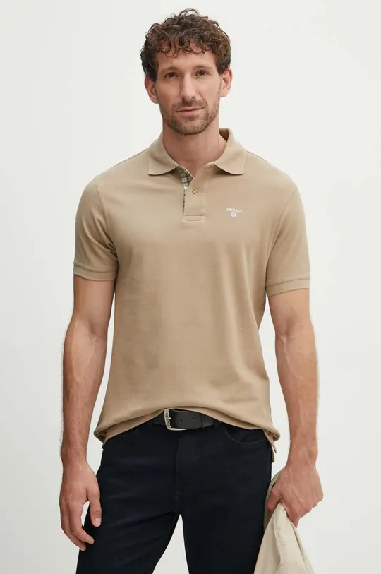 beige Barbour polo in cotone Tartan Pique Polo Uomo