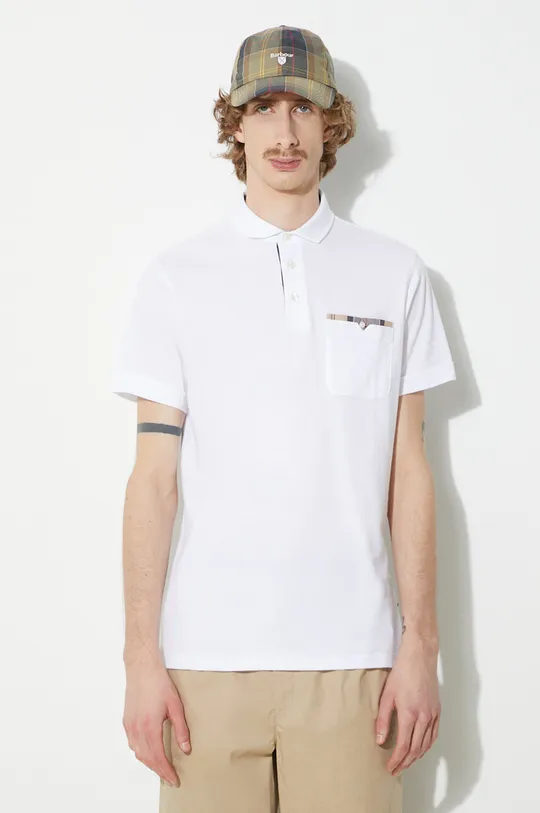 λευκό Βαμβακερό μπλουζάκι πόλο Barbour Corpatch Polo Ανδρικά