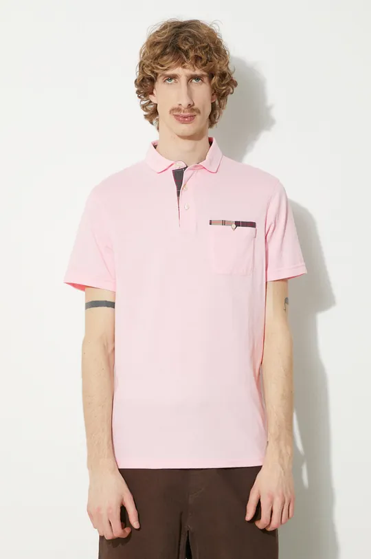 ροζ Βαμβακερό μπλουζάκι πόλο Barbour Corpatch Polo Ανδρικά