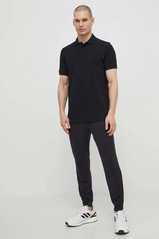 Βαμβακερό μπλουζάκι πόλο Peak Performance μαύρο