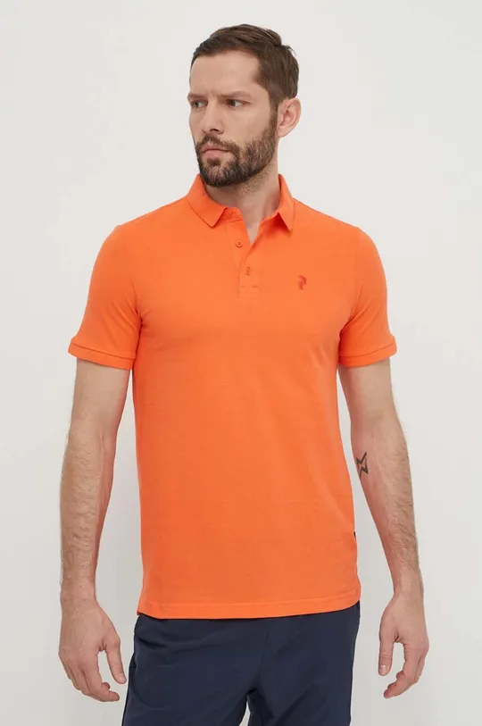 Βαμβακερό μπλουζάκι πόλο Peak Performance πορτοκαλί