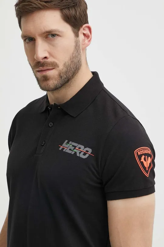 μαύρο Βαμβακερό μπλουζάκι πόλο Rossignol HERO