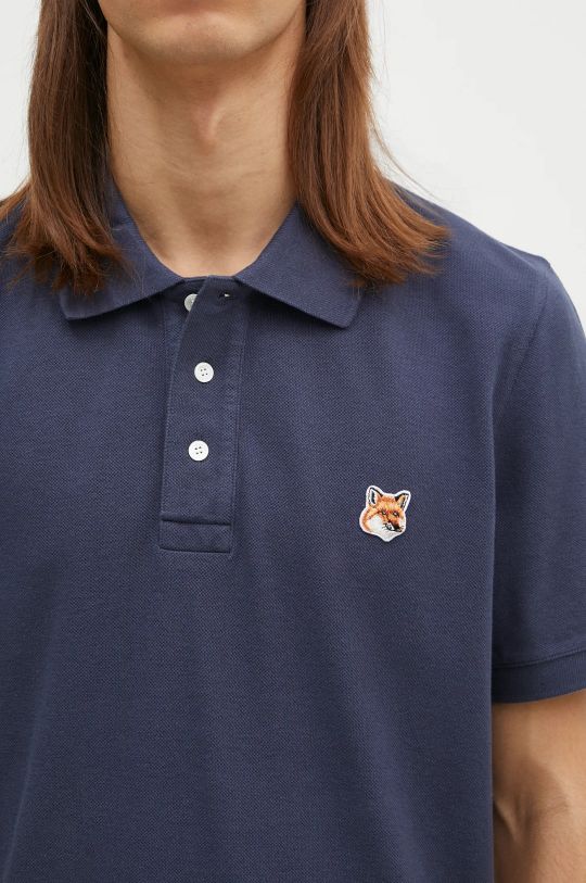 Maison Kitsuné polo bawełniane Fox Head Patch Regular Polo granatowy LM00208KJ7002