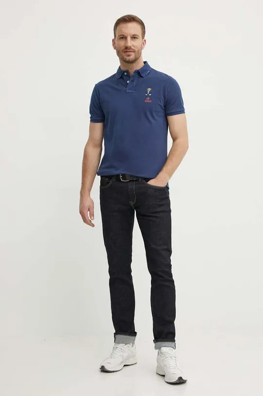 Βαμβακερό μπλουζάκι πόλο Polo Ralph Lauren σκούρο μπλε