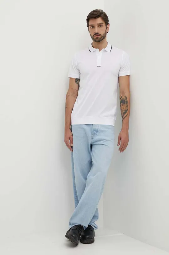 Βαμβακερό μπλουζάκι πόλο Karl Lagerfeld λευκό