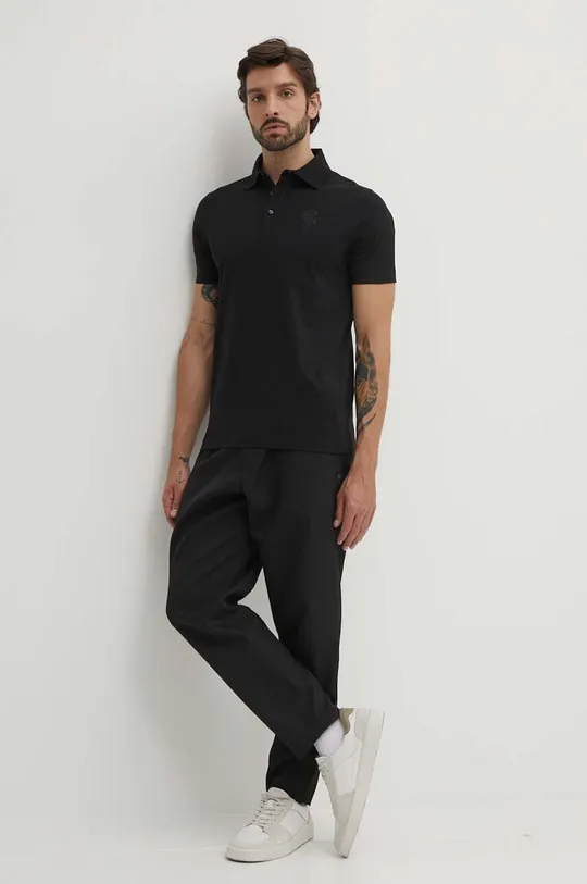 Bavlnené polo tričko Karl Lagerfeld čierna