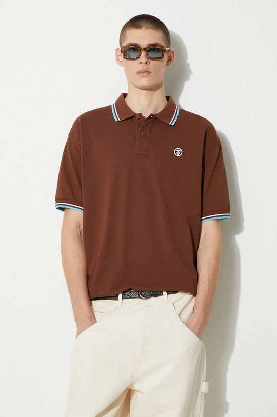 AAPE polo in cotone rilassato marrone AAPPOM1421XXM