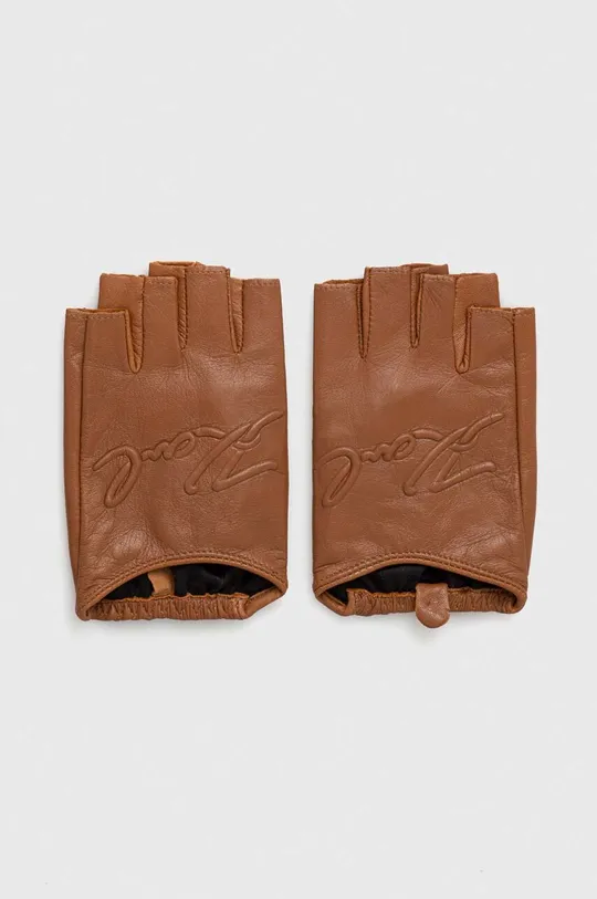 hnedá Kožené rukavice bez prstov Karl Lagerfeld Dámsky