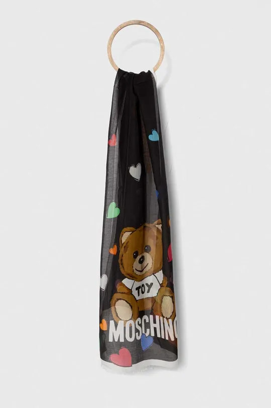 чорний Шарф з домішкою шовку Moschino Жіночий