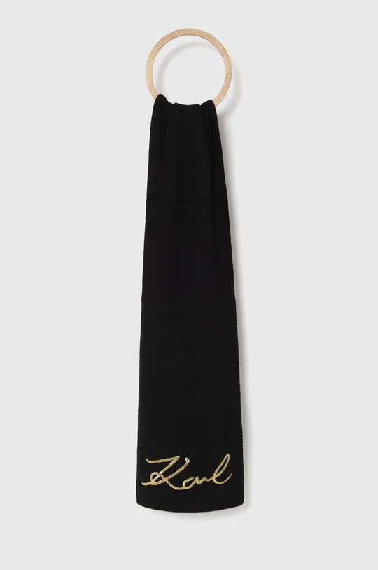 чёрный Шарф с примесью шерсти Karl Lagerfeld Женский
