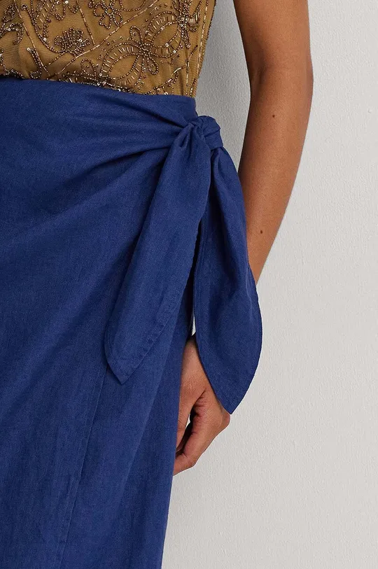 modrá Ľanová sukňa Lauren Ralph Lauren