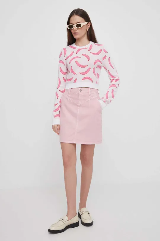 Rifľová sukňa Pepe Jeans ružová