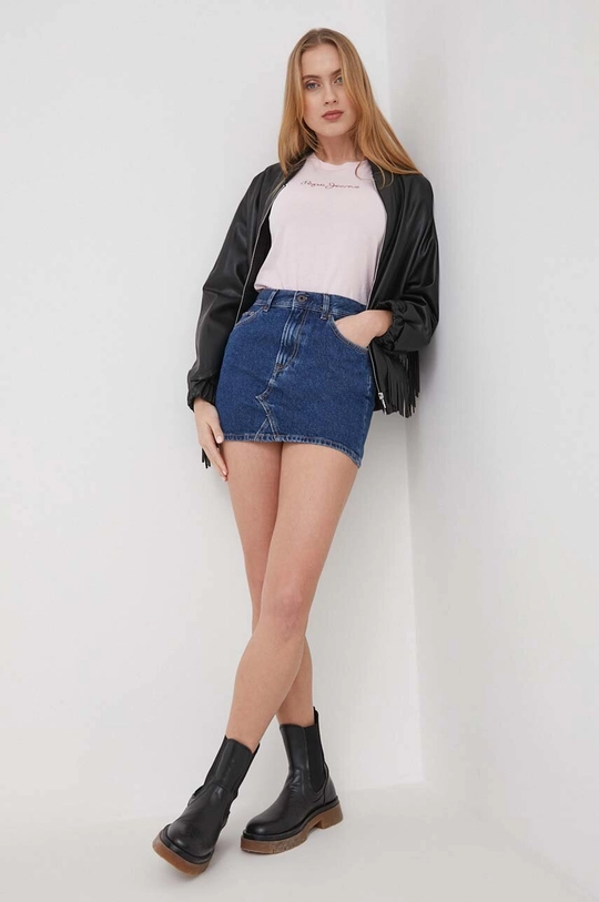 Τζιν φούστα Pepe Jeans MINI SKIRT MW σκούρο μπλε