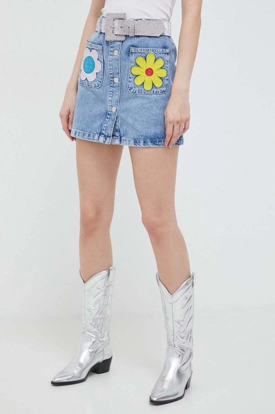 Rifľová sukňa Moschino Jeans modrá