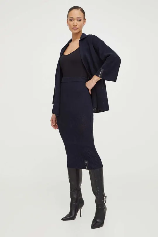 Bavlnená sukňa Armani Exchange tmavomodrá