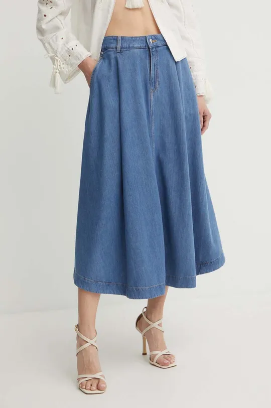 plava Suknja s dodatkom svile BOSS Ženski