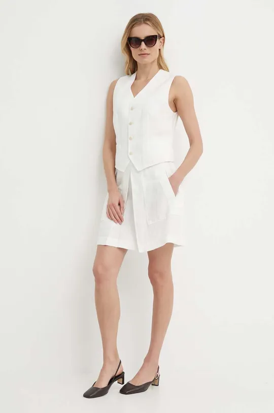 Λινή φούστα Polo Ralph Lauren λευκό