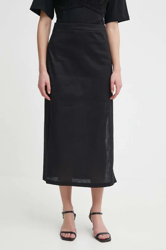 чёрный Льняная юбка Sisley