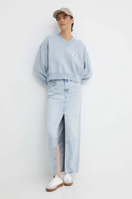 modrá Rifľová sukňa Calvin Klein Jeans Dámsky