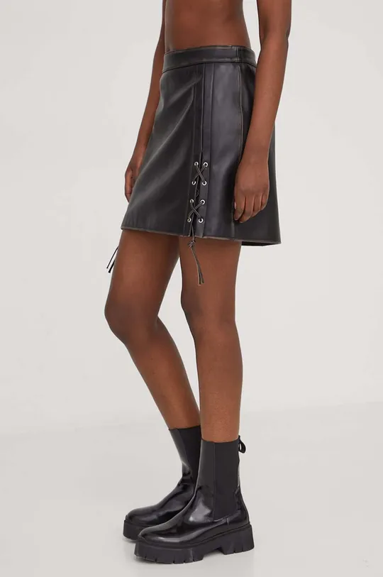 μαύρο Δερμάτινη φούστα HUGO Γυναικεία