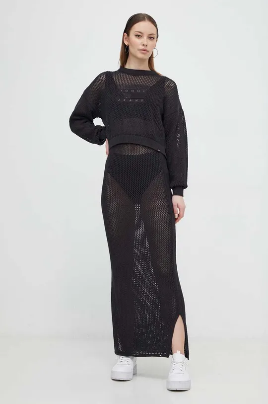 Bavlnená sukňa Tommy Jeans čierna