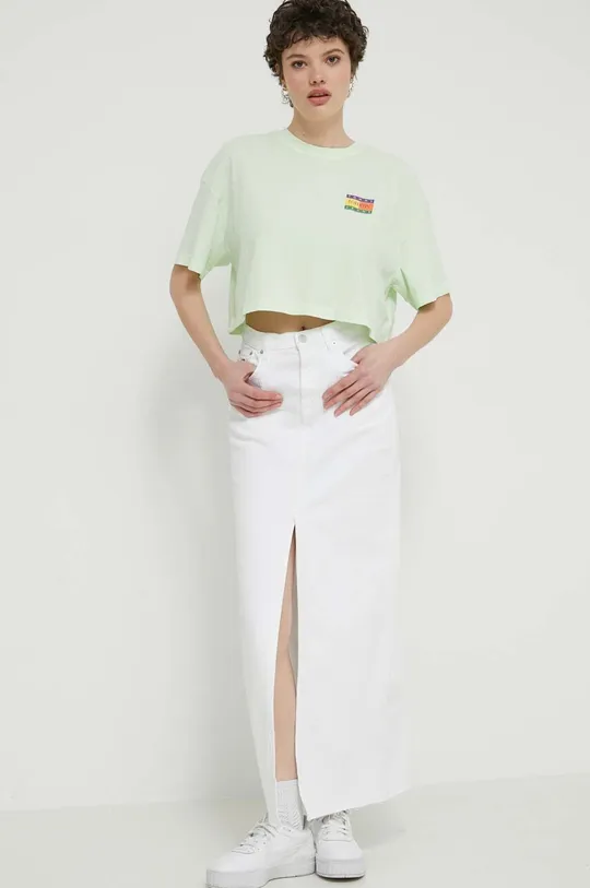 Rifľová sukňa Tommy Jeans biela