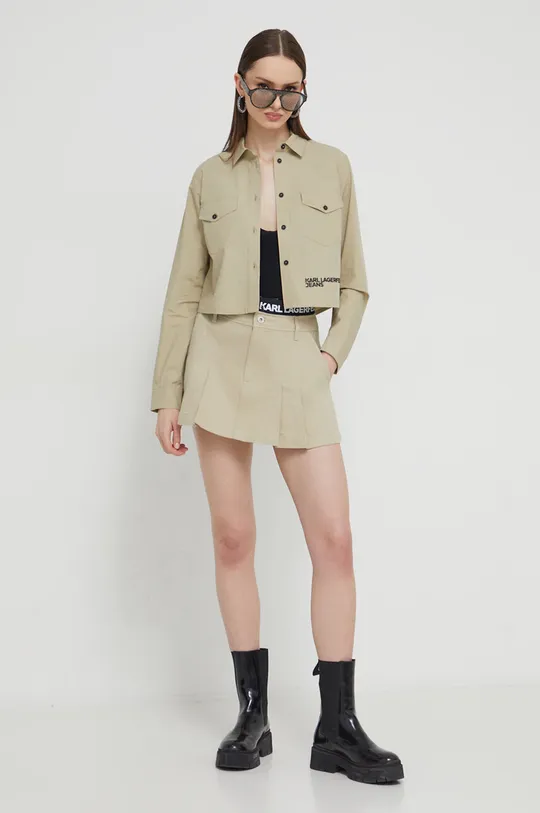 Βαμβακερή φούστα Karl Lagerfeld Jeans μπεζ