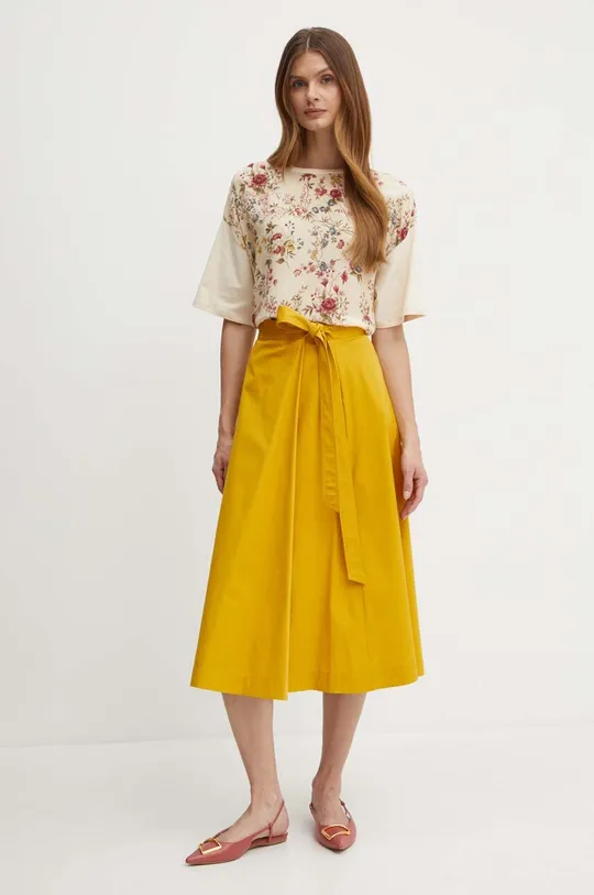 Βαμβακερή φούστα Weekend Max Mara κίτρινο