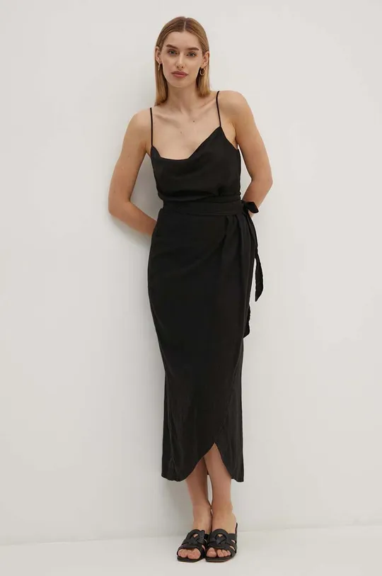 Λινή φούστα Sisley μαύρο