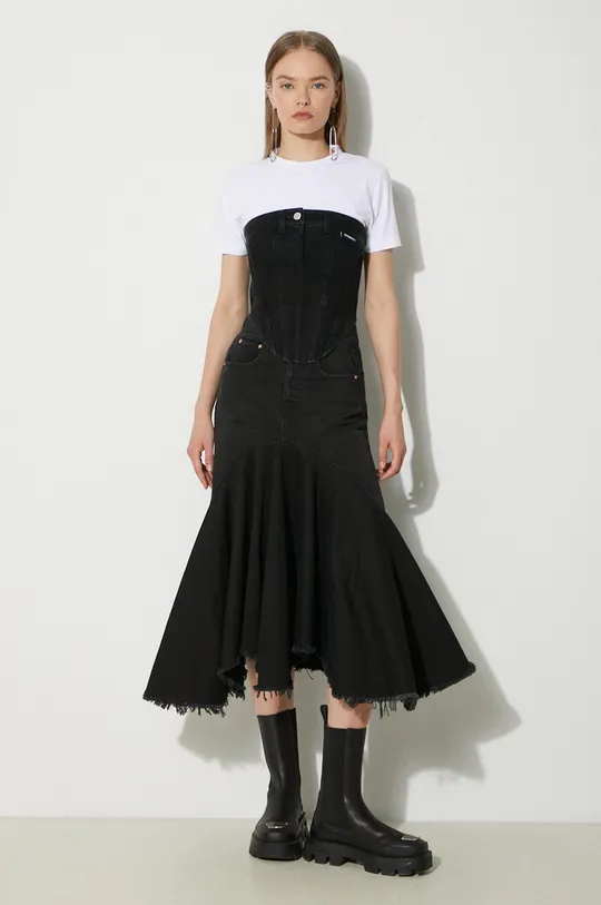 Rifľová sukňa VETEMENTS Denim Midi Skirt čierna